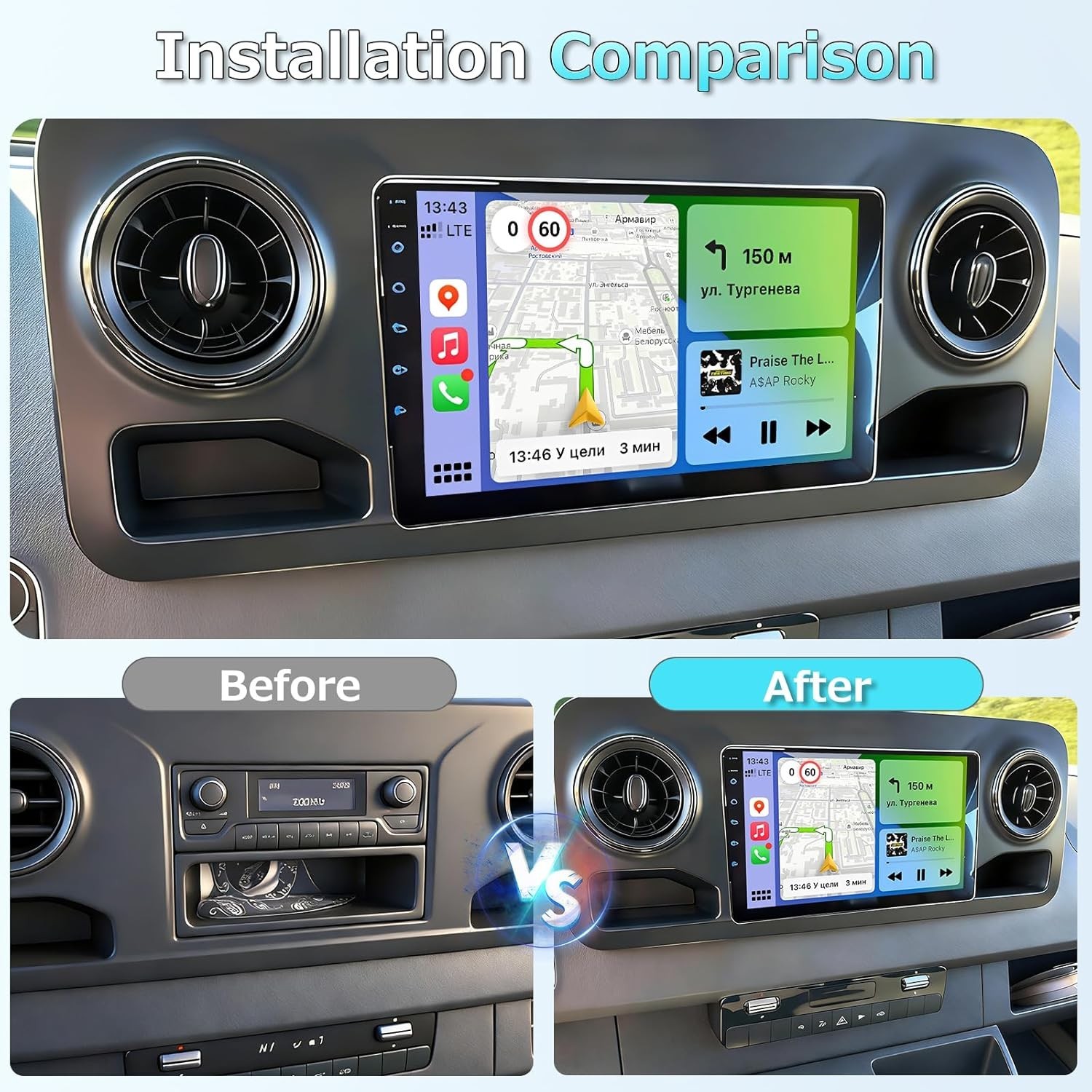 For 2019-2023 Mercedes-Benz Sprinter CarPlay Android 13 Car Radio Stereo FM Navi