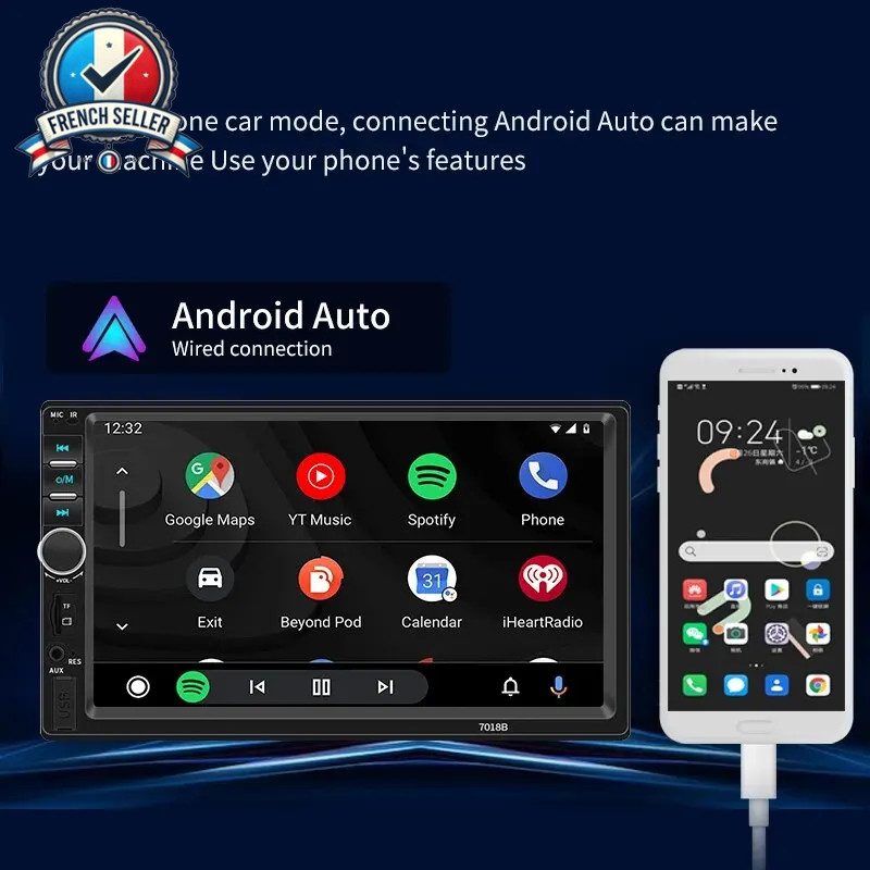 2DIN 7″ Touch Screen Car Radio – Multimedia Stereo Bluetooth, USB, TF, FM, MP5