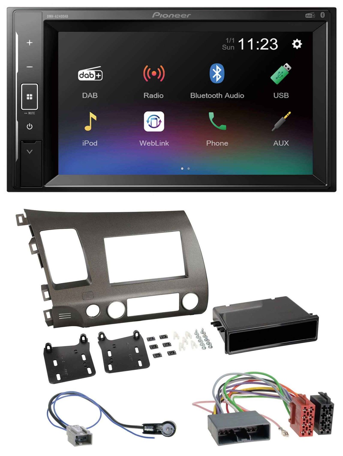 Pioneer DAB MP3 2DIN Bluetooth USB Car Stereo for Honda Civic Hybrid FD3 06-10 on