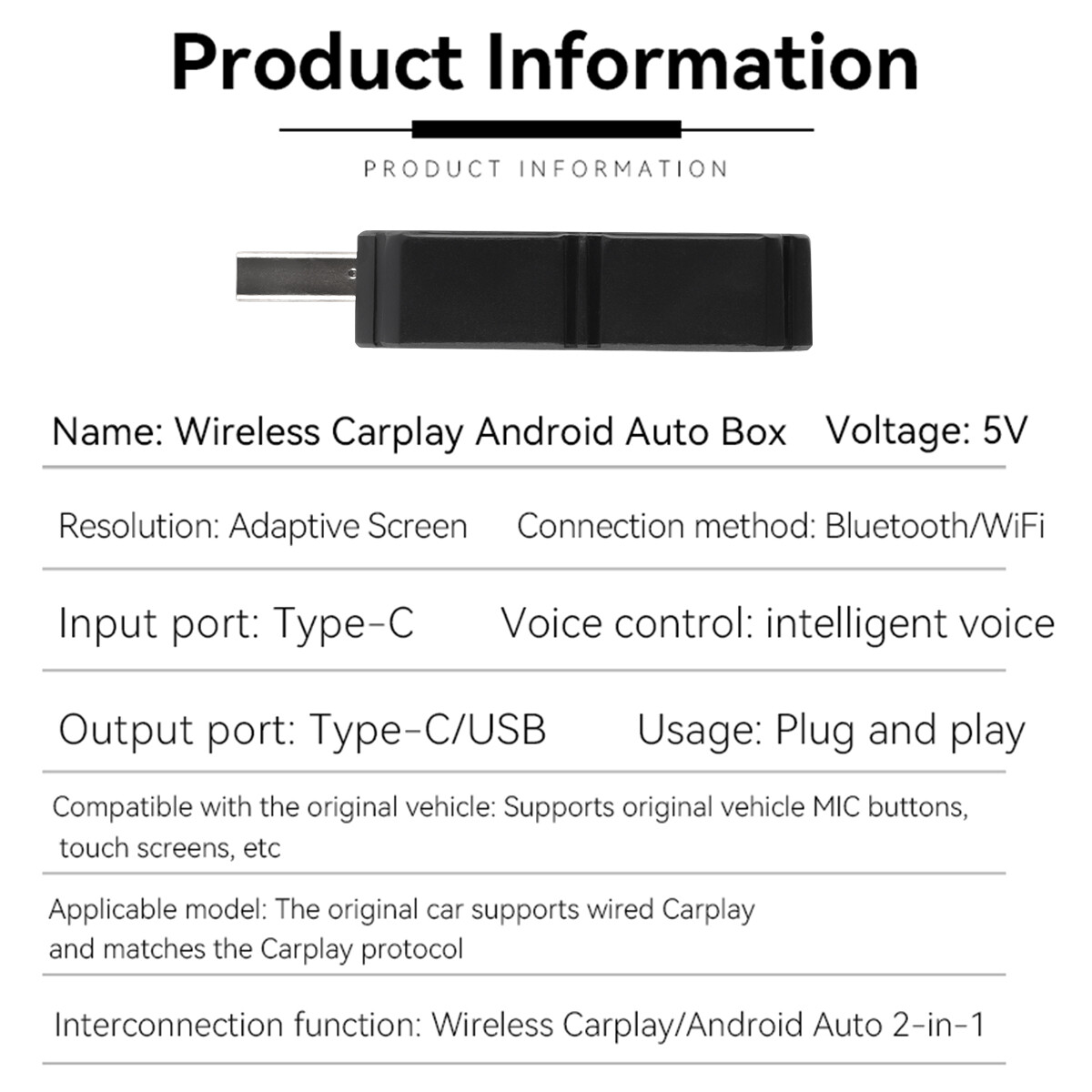2025 Wireless Carplay Adapter Android Auto Adapter USB Car Dongle Connect Box_