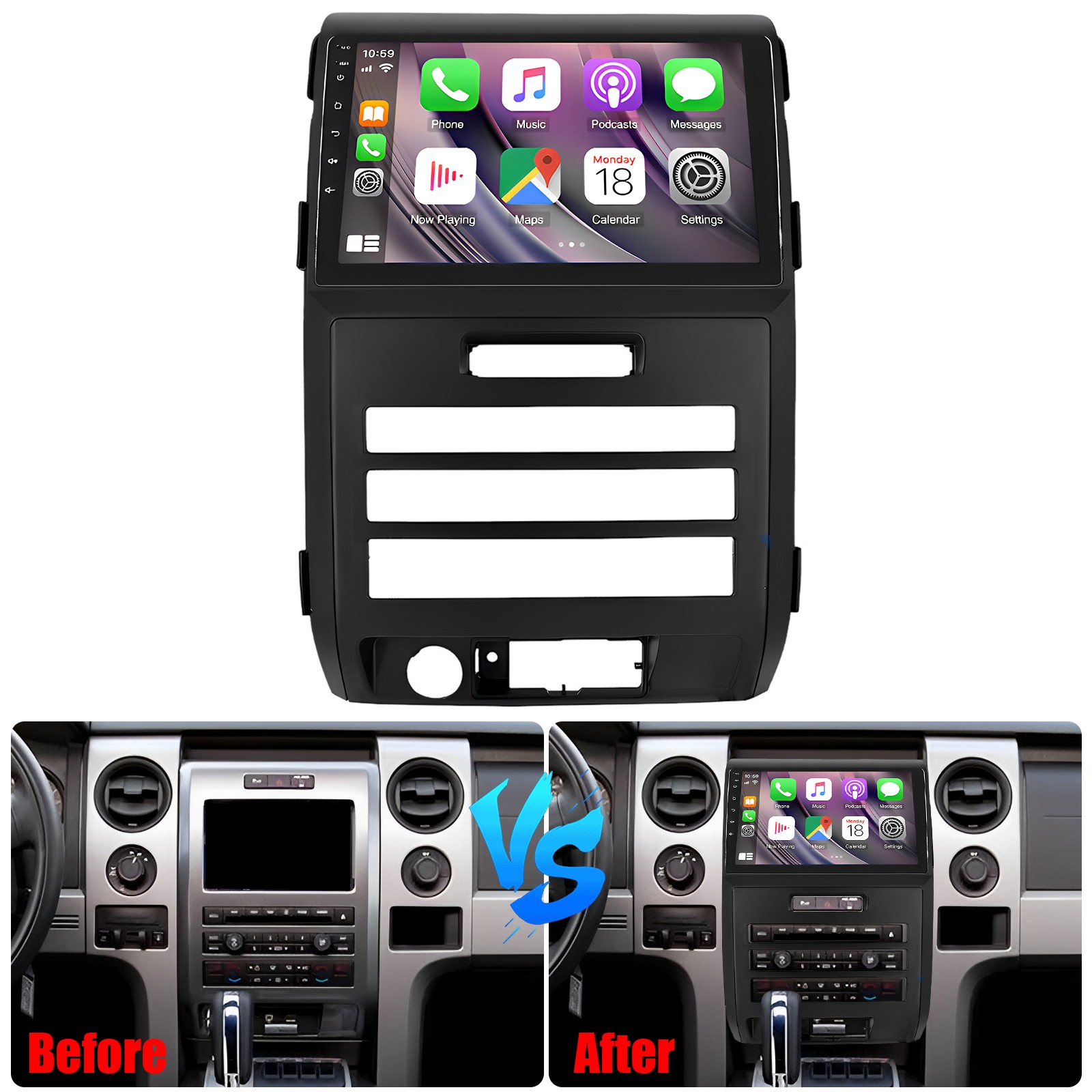 FOR FORD F150 2009-2014 AUTO AC WIFI CARPLAY ANDROID13 CAR STEREO RADIO GPS NAV