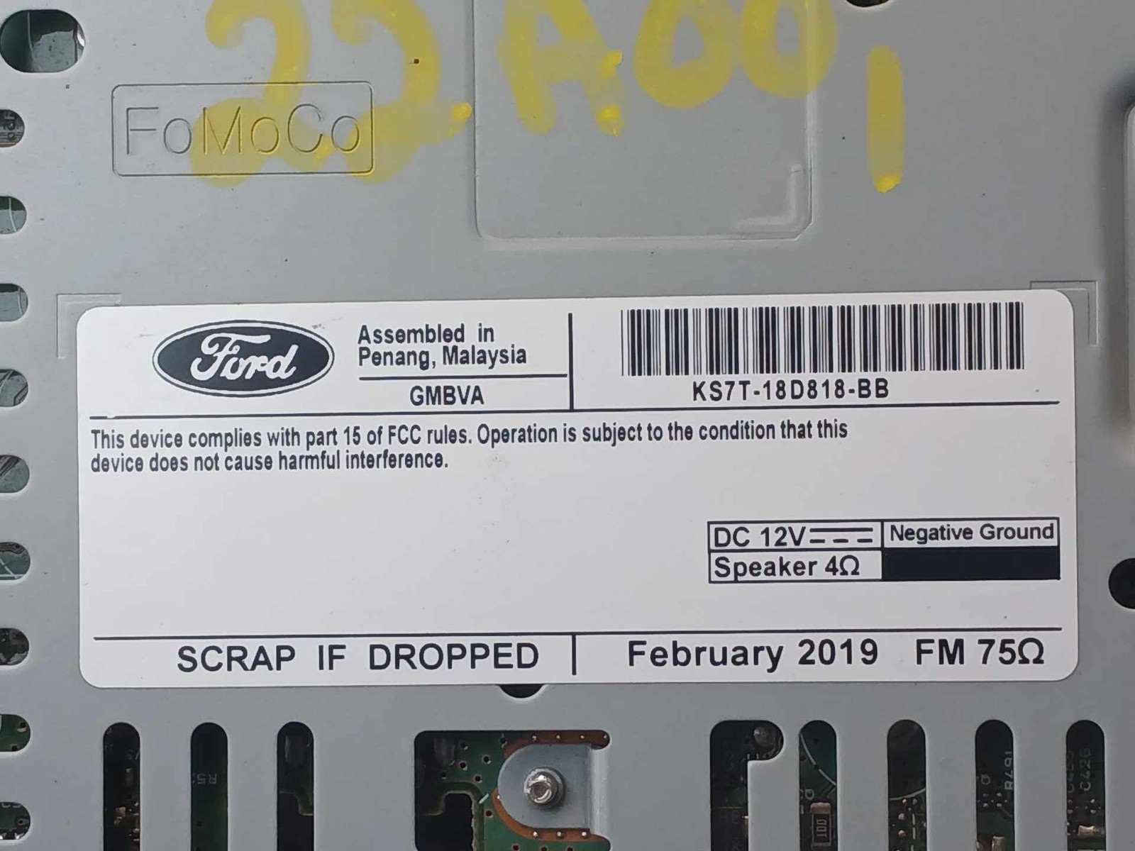 19 20 Ford Fusion Radio Receiver ID KS7T-18D818-YB **May Need Programming**