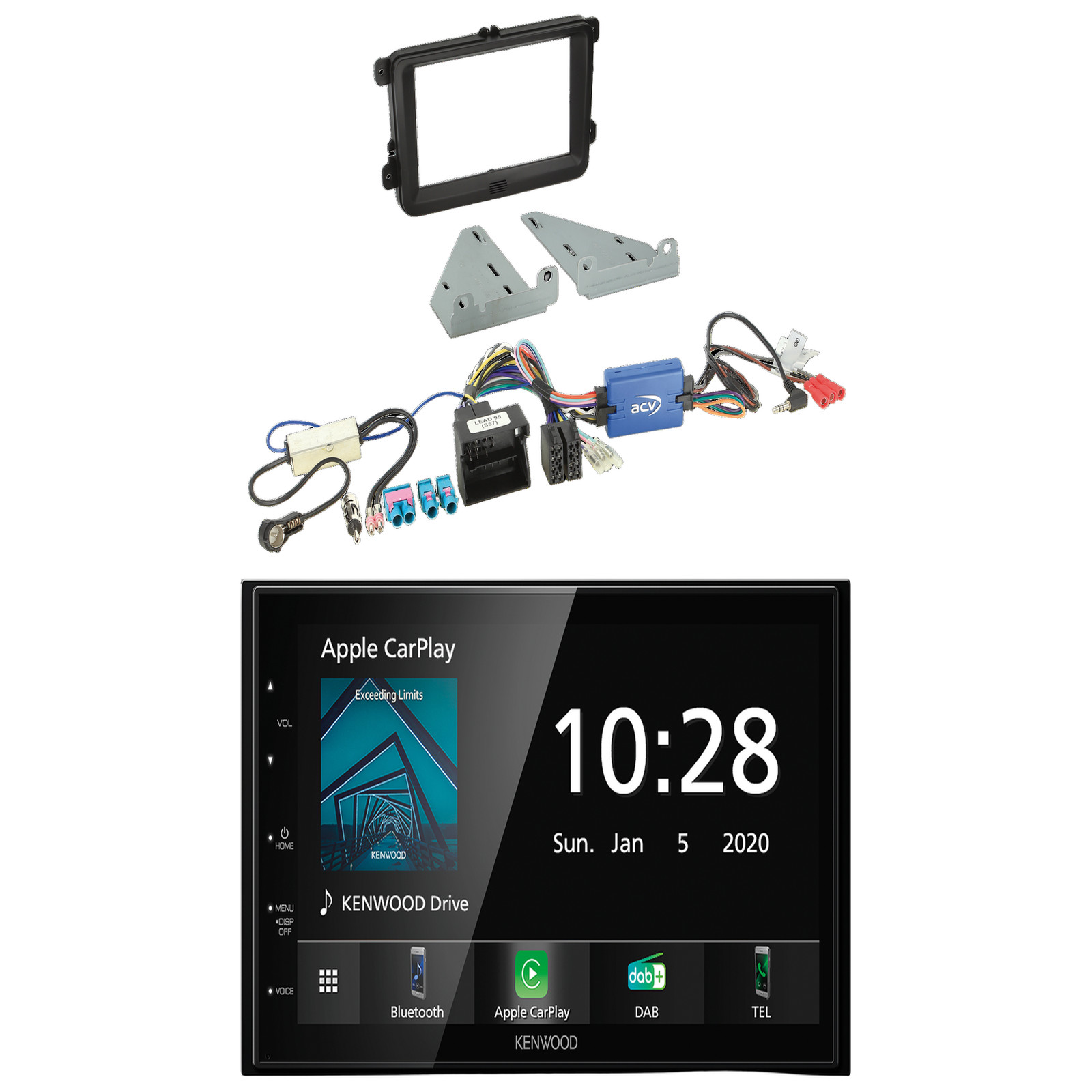 Kenwood DMX5020DABS Radio DAB with installation kit for Seat Alhambra (7N) from 10/2010