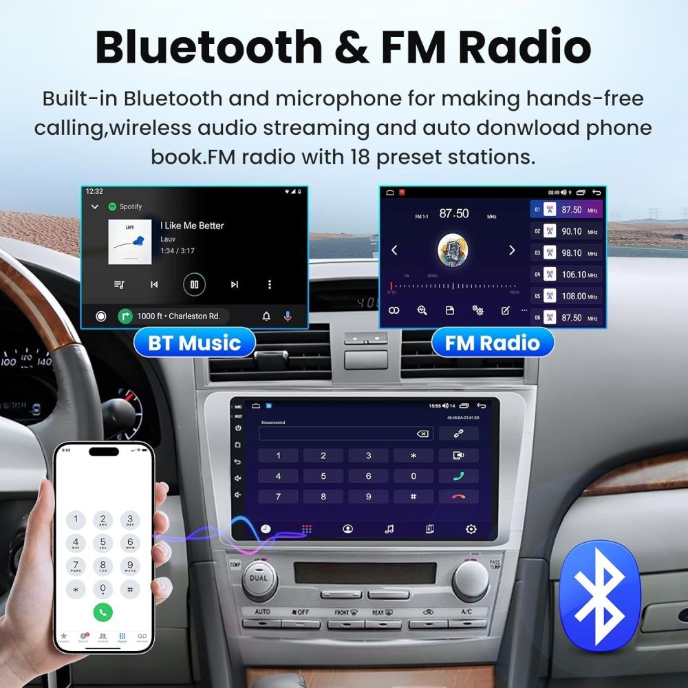 9 Inch For TOYOTA CAMRY 2007-2011 Apple Carplay Android 15 Car Stereo Radio SWC