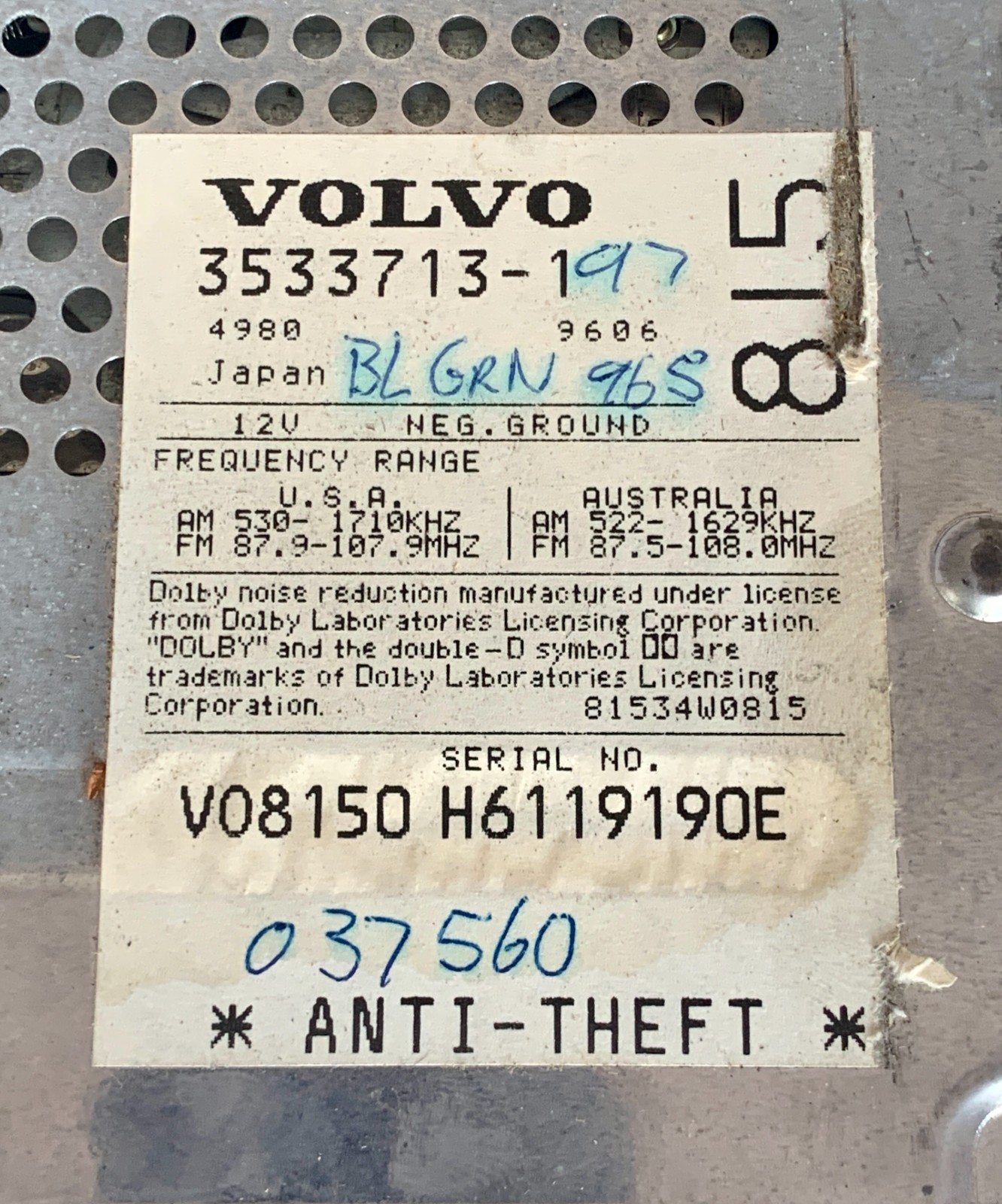 Volvo SC-815 Premium car radio stereo Volvo 960, 850, v70, s70 SC-815 3533713-1