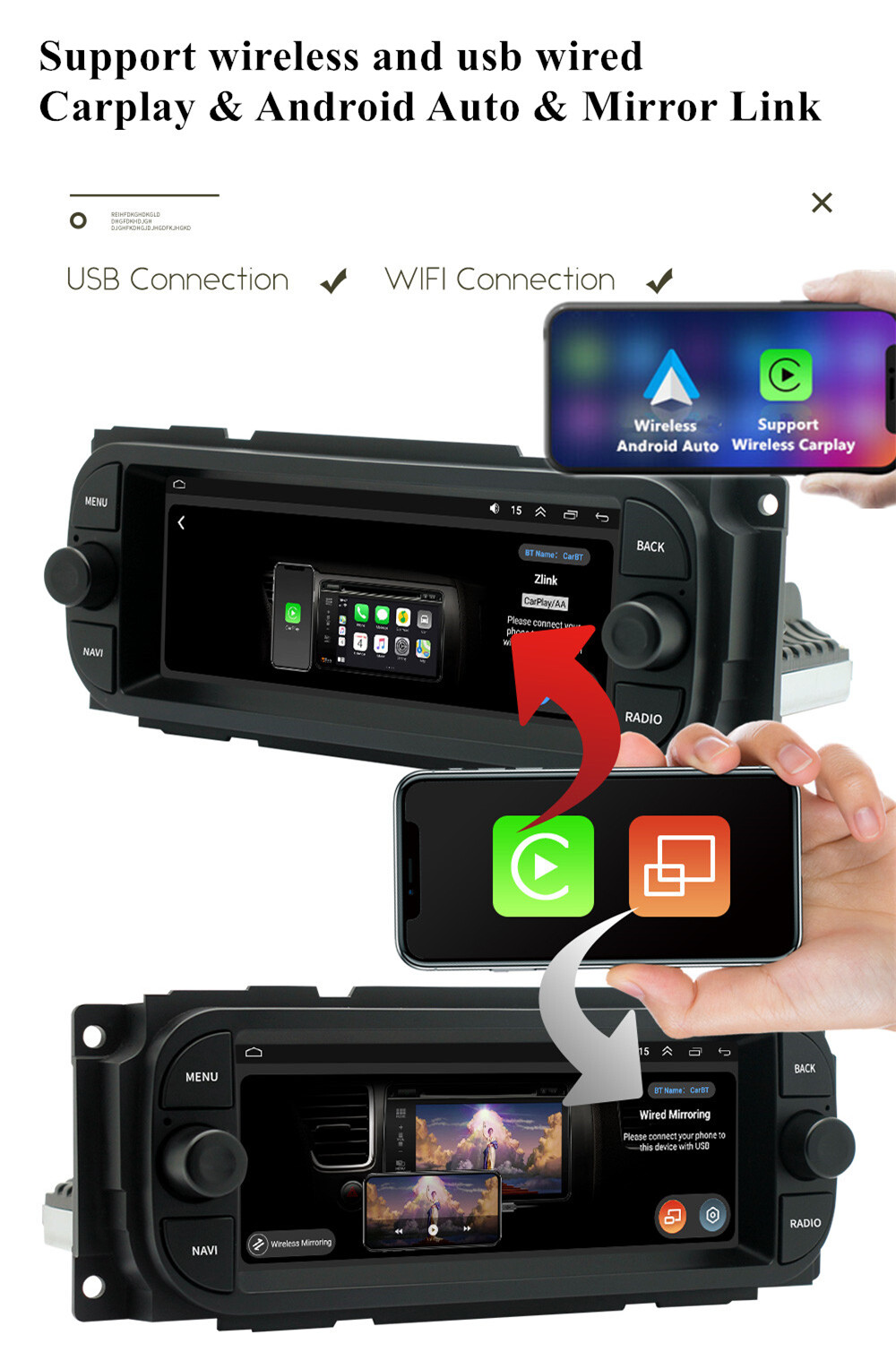 6.86″ Android 13 CarPlay For Chrysler PT Cruiser 2001-2005 Car Stereo Radio GPS
