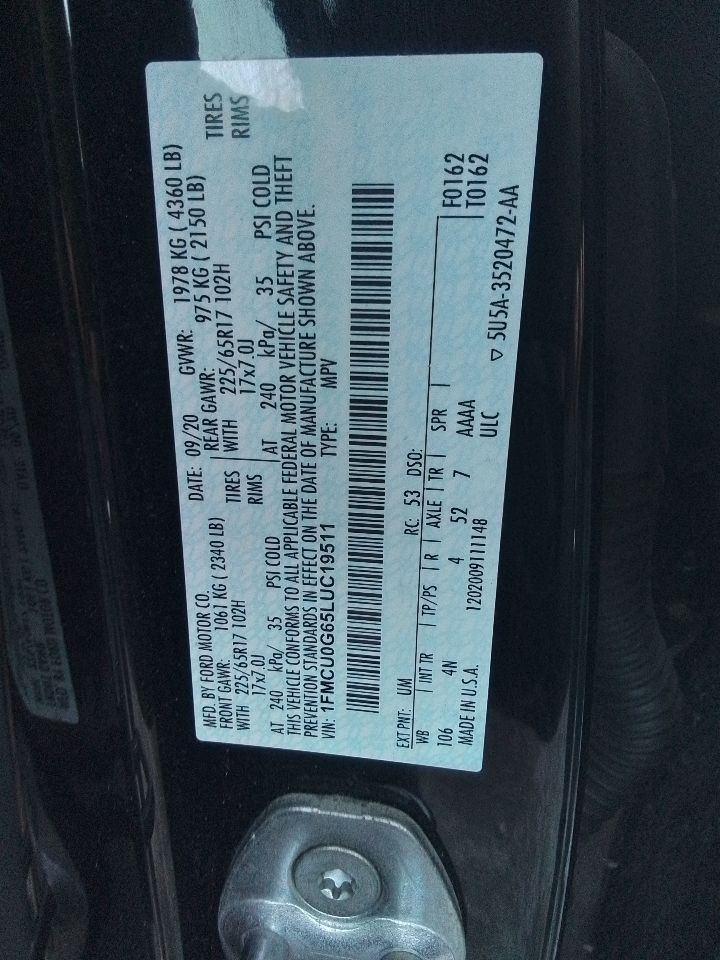 2020 Ford Escape Front 8.0″ Display Screen