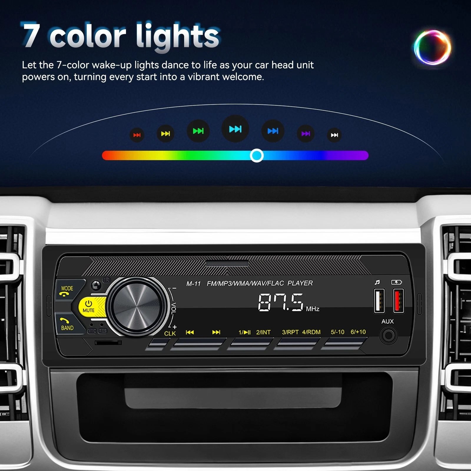 Single Din Car Audio Bluetooth FM Radio USB AUX MP3 Player Voice Assistant Unit