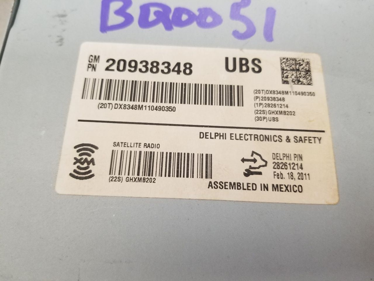 11 2011 CHEVY SUBURBAN 1500 LTZ RADIO AUDIO SATELLITE RECEIVER 20938348