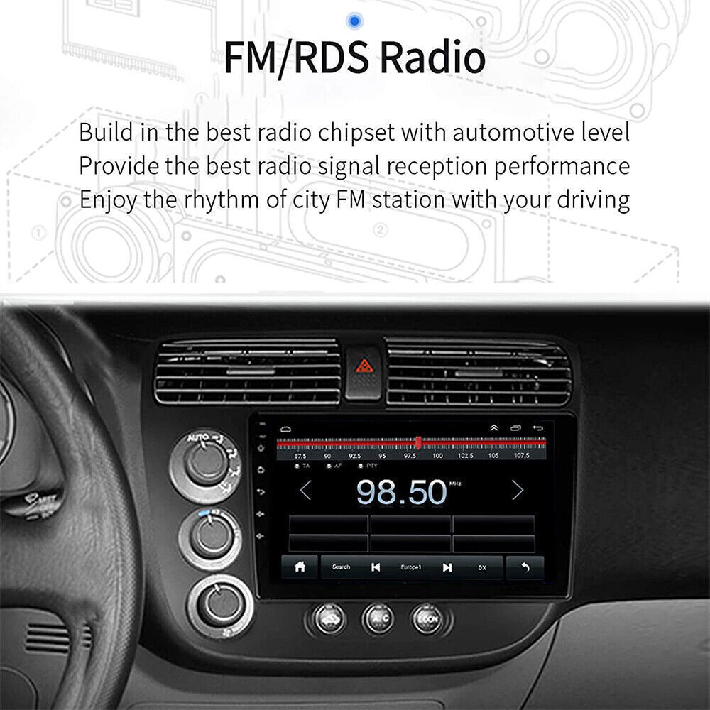 32GB Android 12 CarPlay Stereo Radio GPS Navi Carplay For Honda Civic 2000-2005