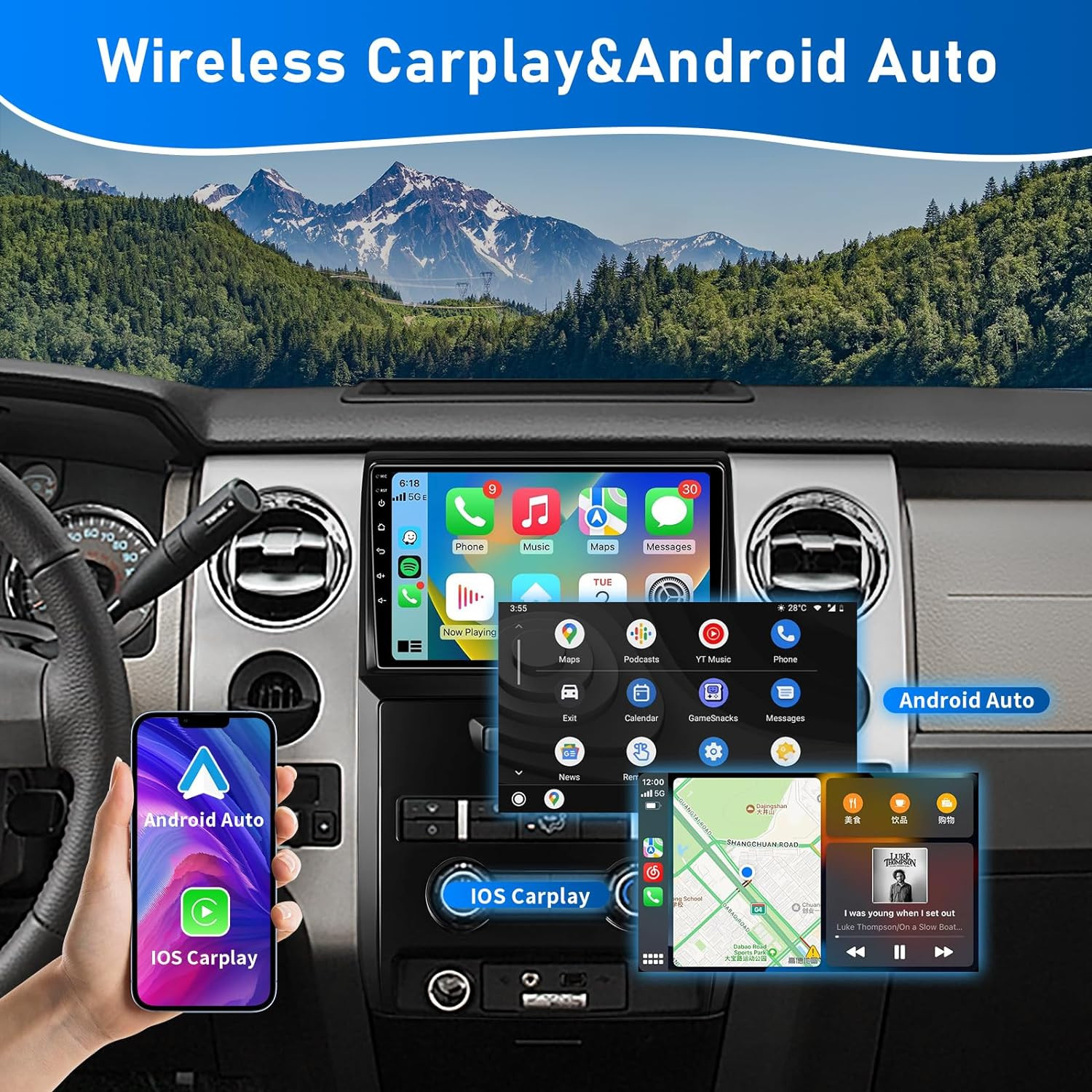 For Ford F-150 F150 2009-2012 Car Stereo Radio Navi Android 14 CarPlay SWC 128GB