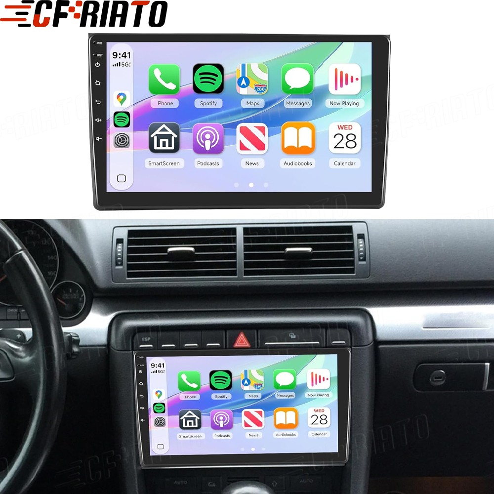 9″ Android 15 Apple Carplay Car Stereo Radio GPS Wifi Navi For Audi A4 2002-2008