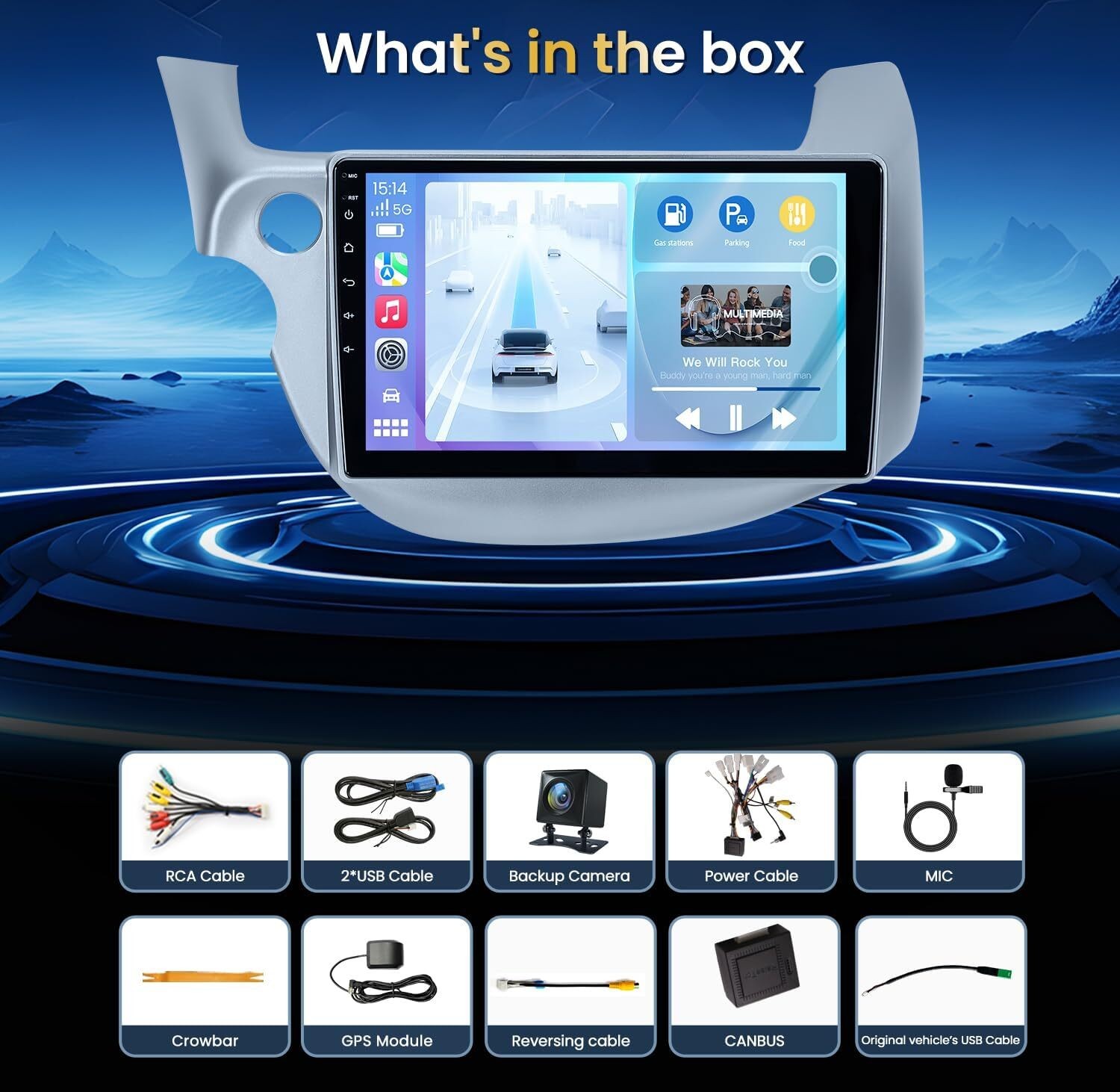 For 2009-2013 Honda Fit Car Radio Stereo Carplay 4+64G 10in FM Wireless
