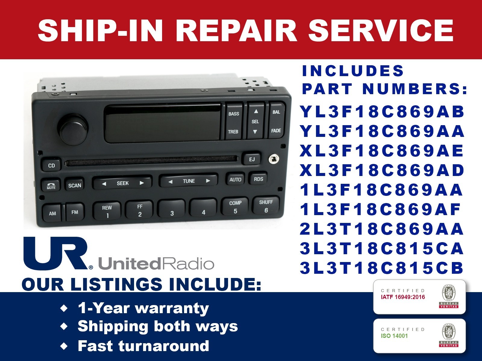 REPAIR SERVICE: 1999-2004 FORD F-150 AM/FM/CD RADIOS