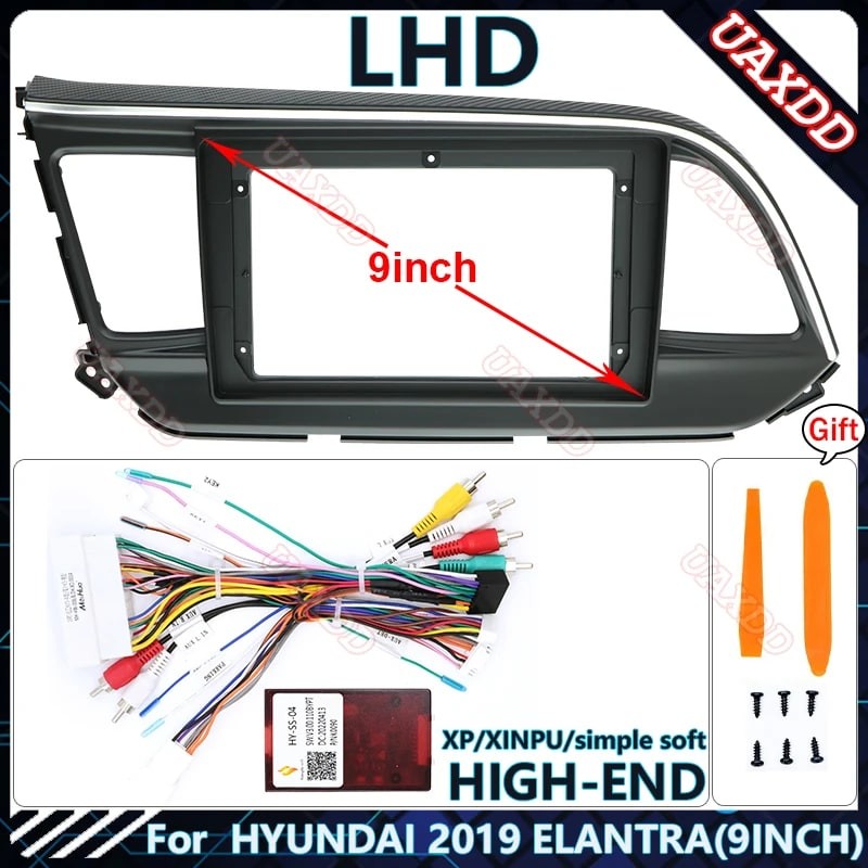 Car Radio Fascia Frame For Hyundai Elantra 2015-2019 9 Inch Double Din