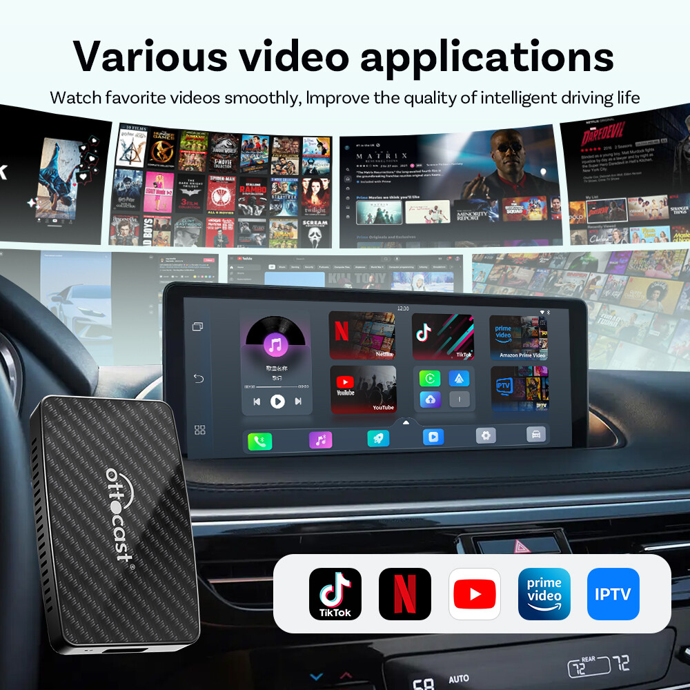 Ottocast Wireless Carplay AIBOX Android Auto Android 9 Car TV Box w/Google Store