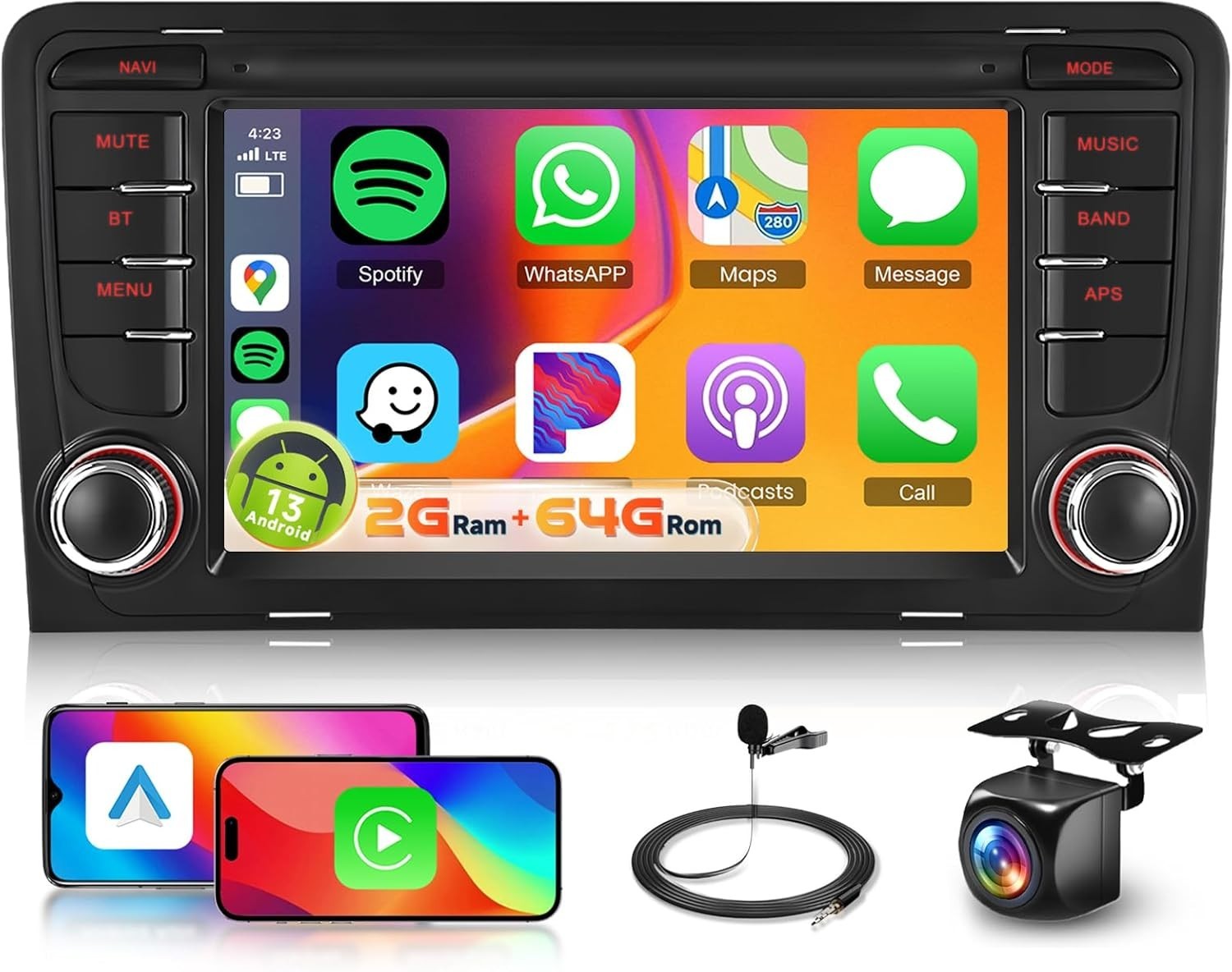 Audi Car Stereo with 7-Inch HD IPS Display | Wireless CarPlay & Android Auto