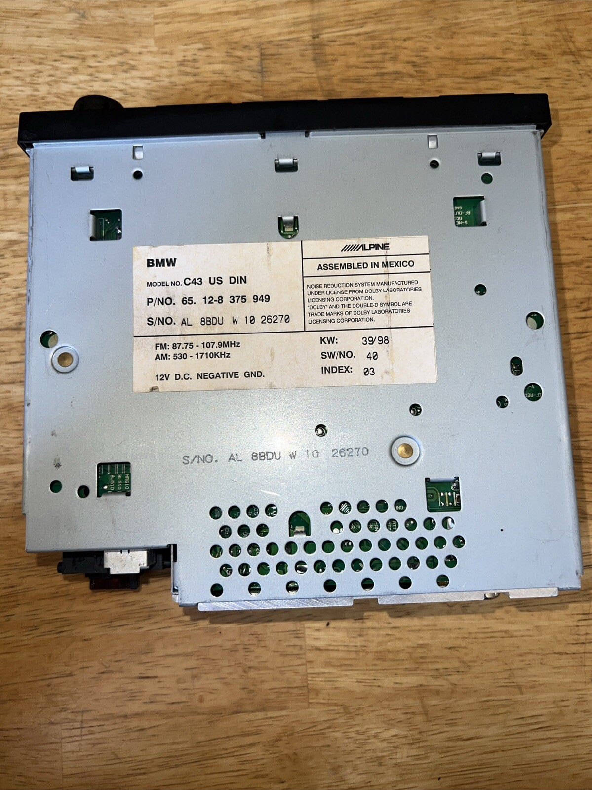 BMW C43 BUSINESS RADIO STEREO E30 E31 E32 E34 E36 325 540 840 M3