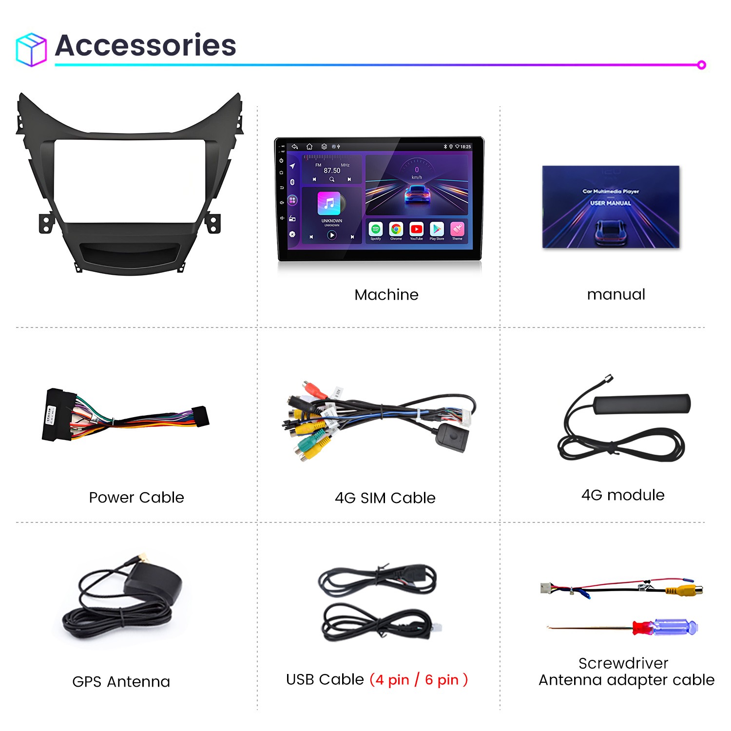 6+128G Carplay Android15 Car Stereo Radio GPS Navi For Hyundai Elantra 2012-2014