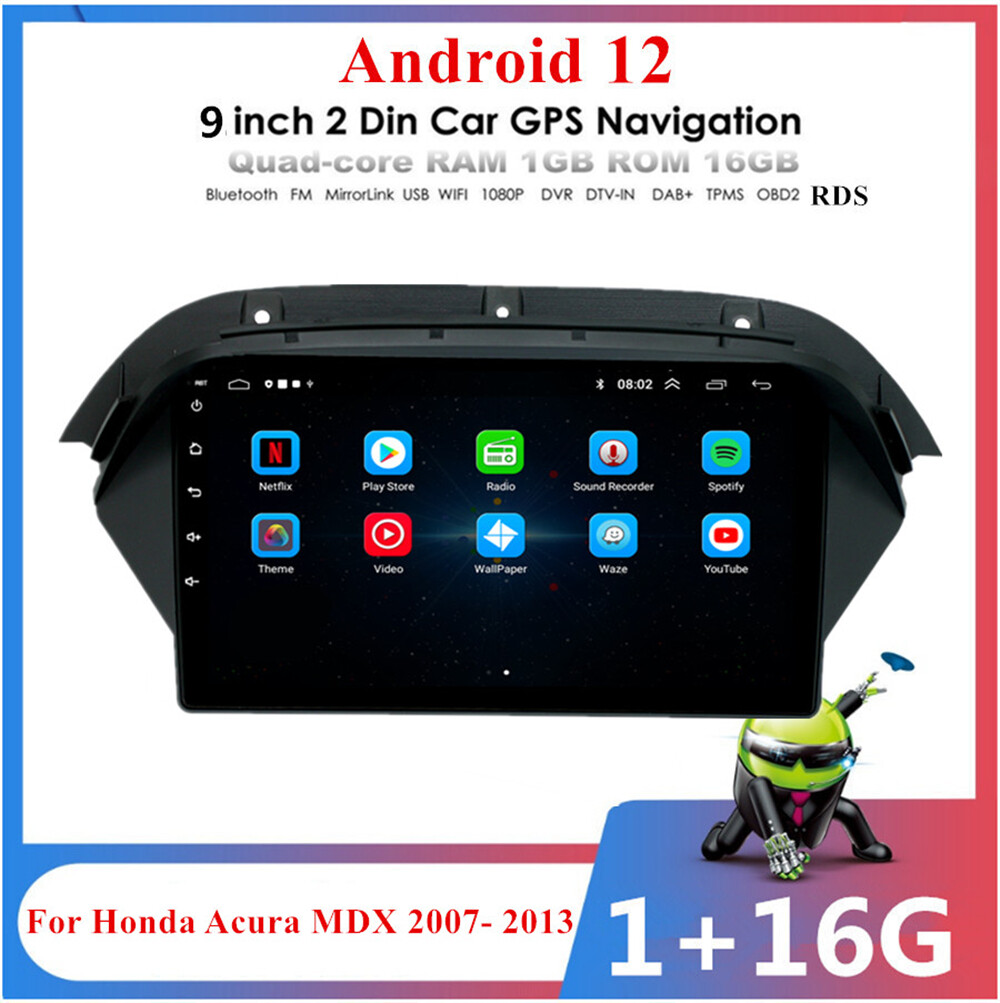 For 2007-2013 Acura MDX Stereo Radio Android 12.0 GPS Nav Head Unit Wifi FM 9″