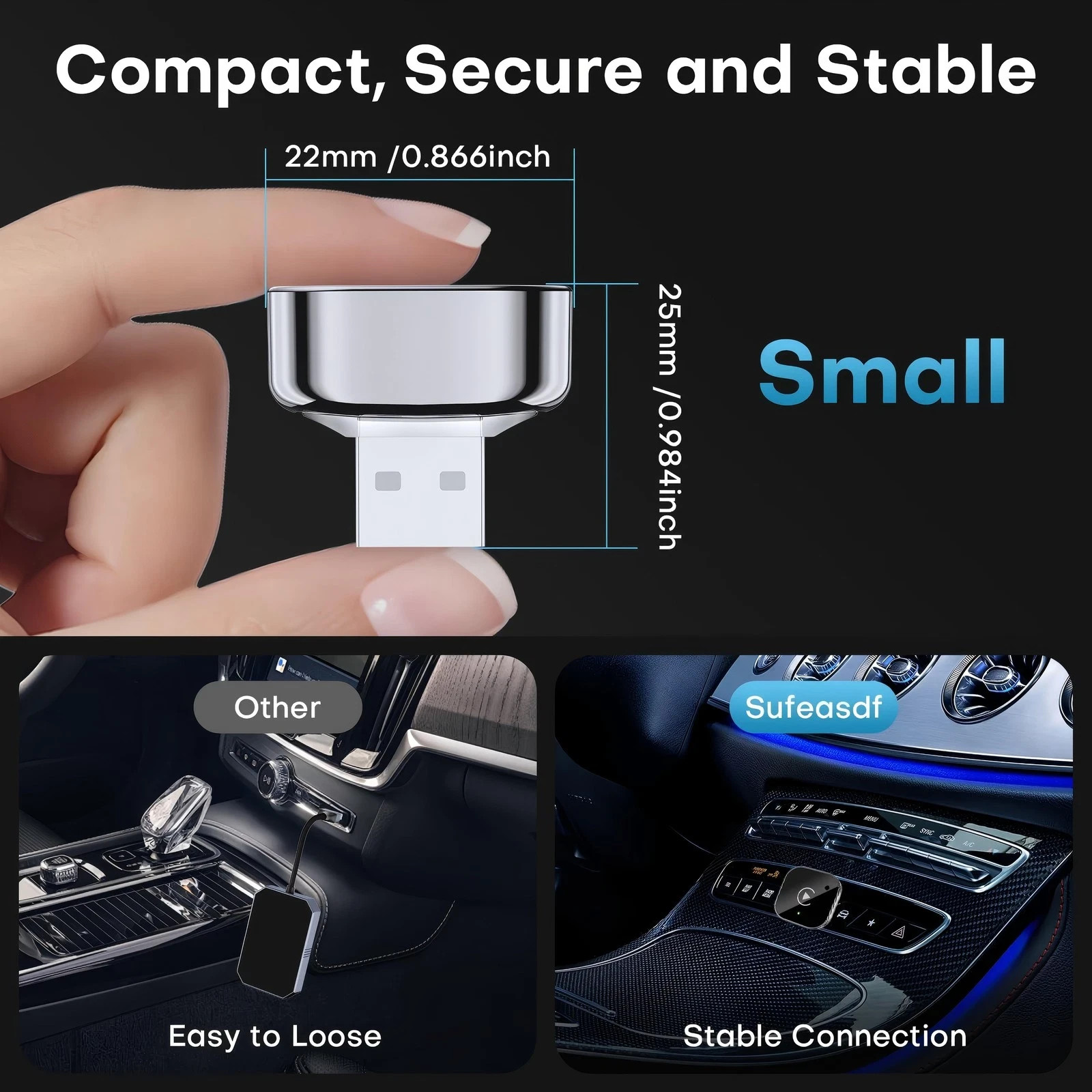 Wireless USB CarPlay Adapter Dongle For iPhone Apple Android Auto Plug & Play