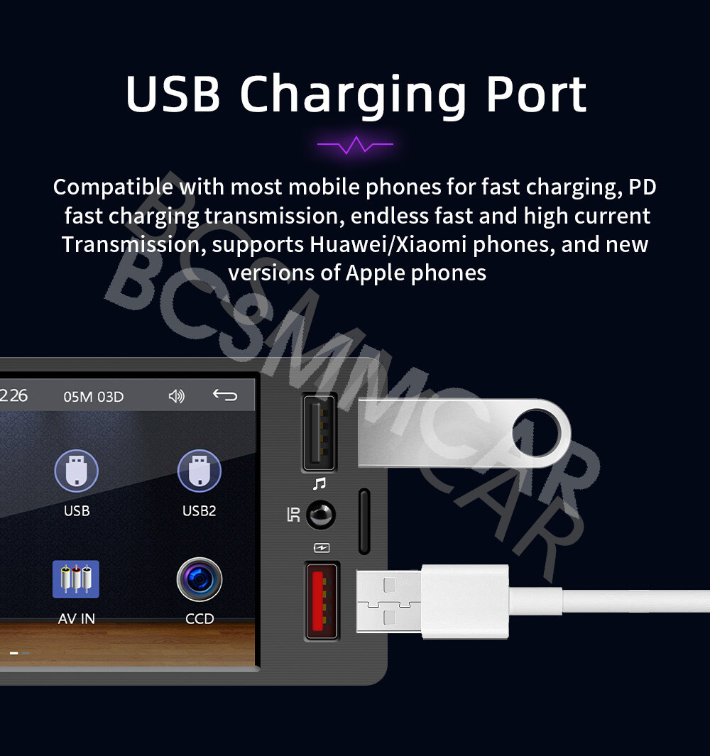 For Apple Carplay Radio Car Stereo Touch Screen 1 Din Audio Bluetooth TF AUX USB