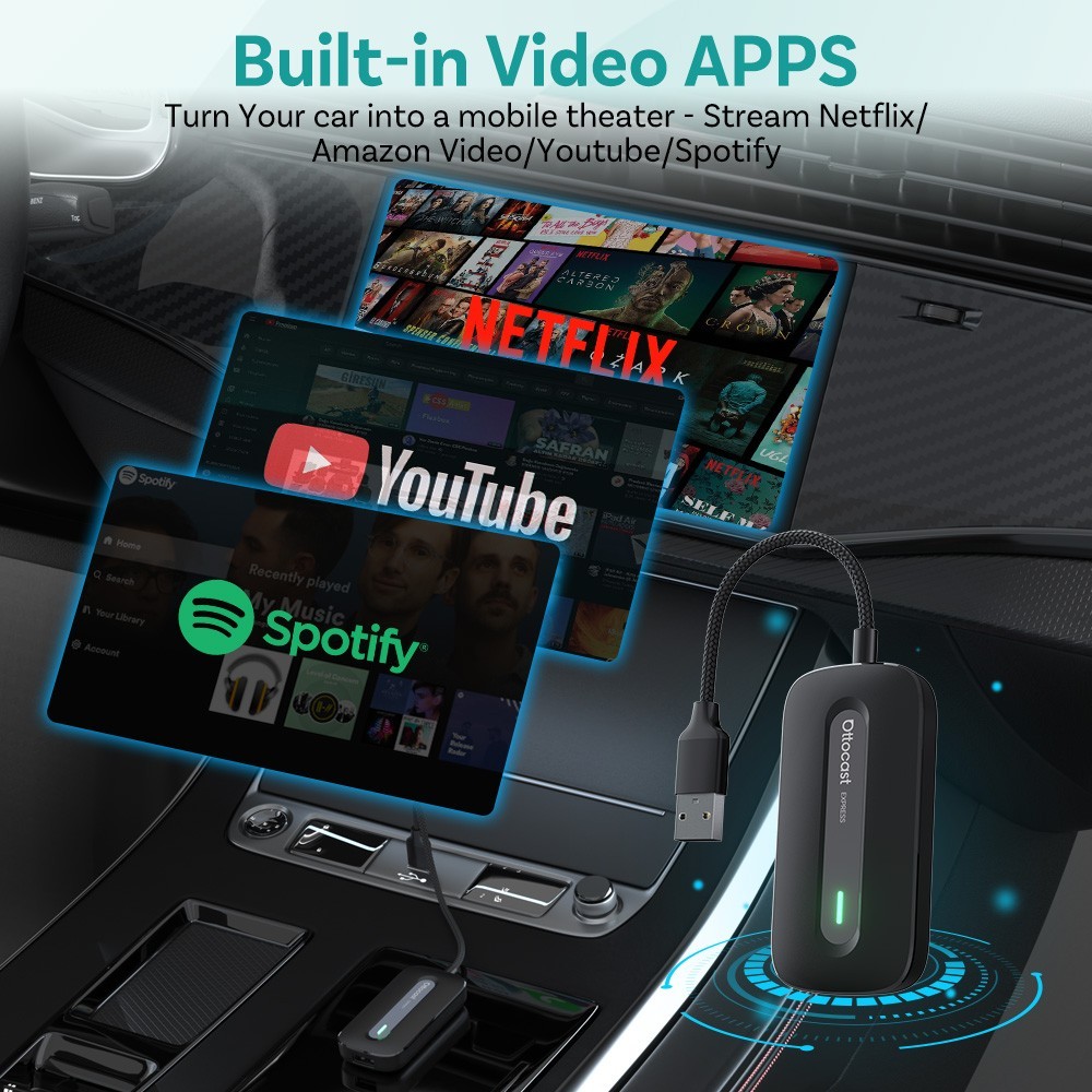 Ottocast Express Multimedia Aibox Wireless CarPlay Adapter Android Auto WIFI 5G