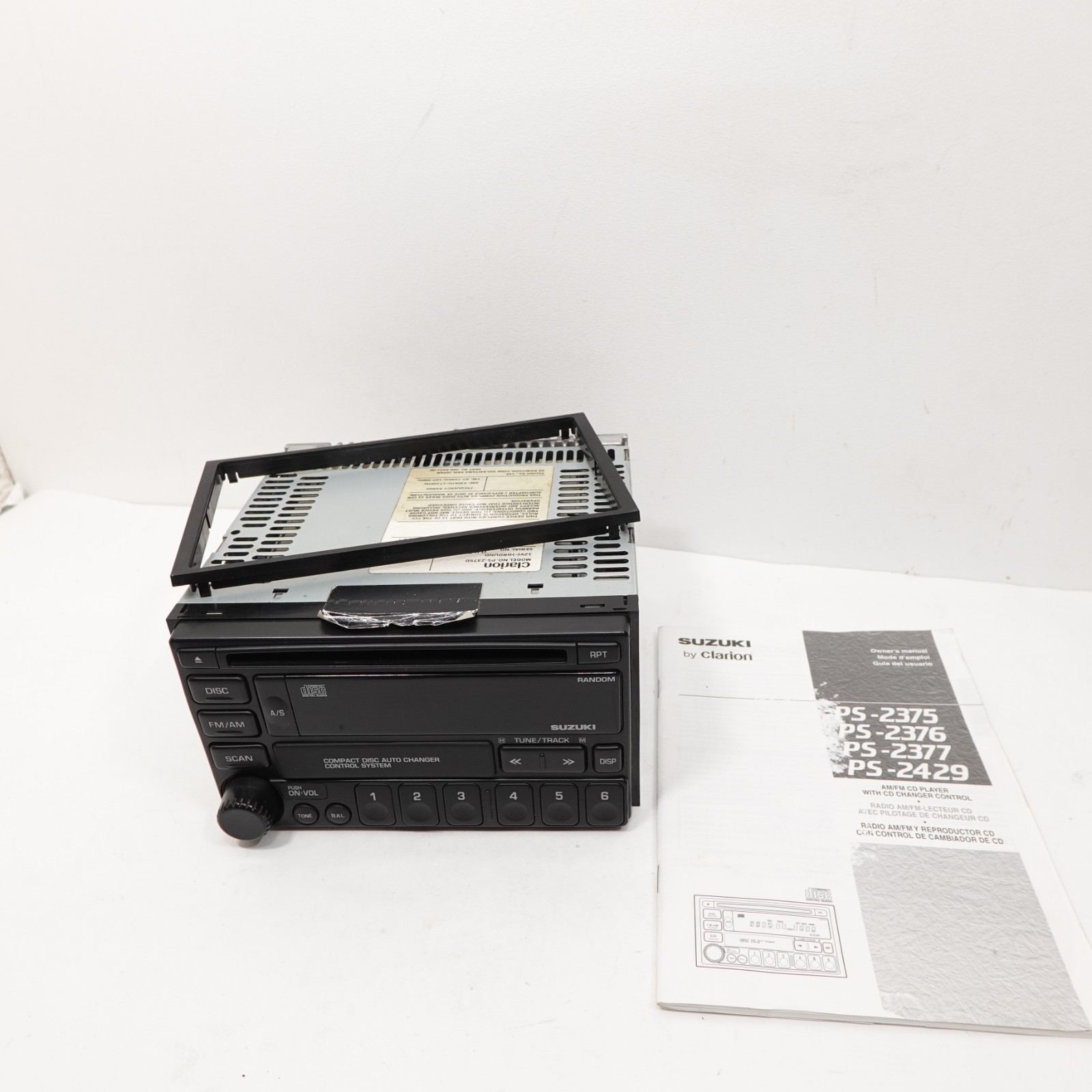 Suzuki Clarion PS-2375D OEM CD Radio Stereo w/ Bezel & Manual Tested
