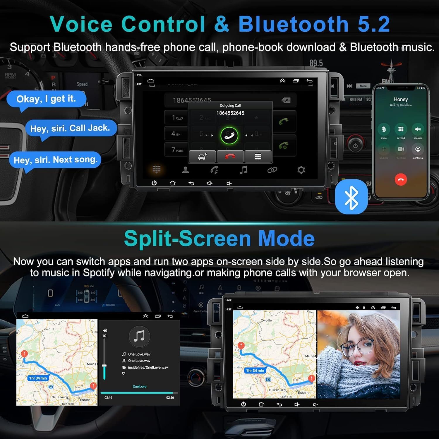 For Chevy Silverado 2007-2013 1500 2500 64G Carplay Stereo 8″ Radio GPS SWC RDS