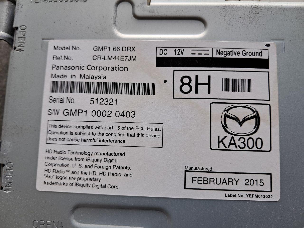 2016-2017 MAZDA 6 Radio Satellite Tuner Receiver Module ID GMP166DRX