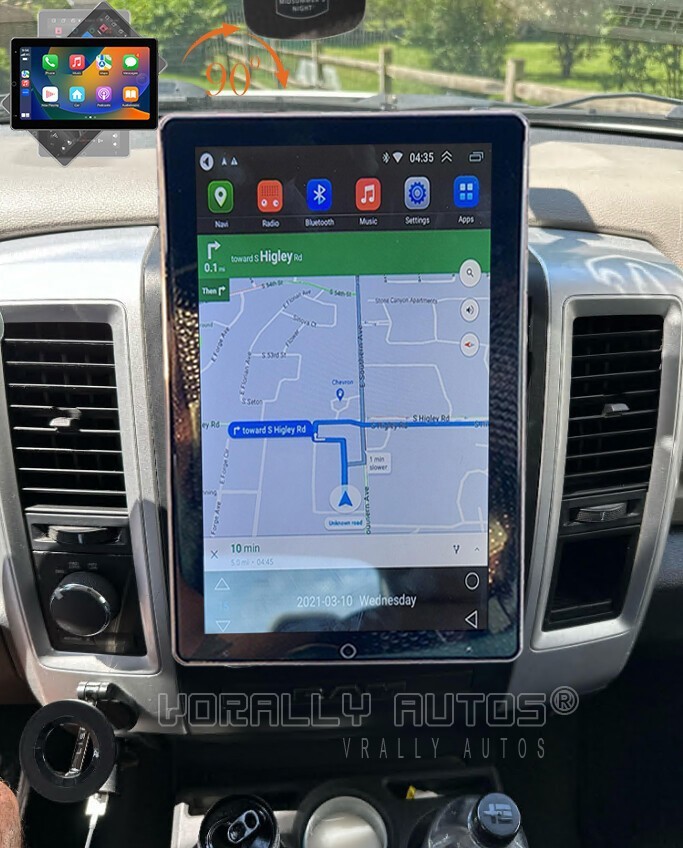 For 2009-2012 RAM 1500 2500 3500 Carplay Android 14 Rotated Stereo Radio GPS