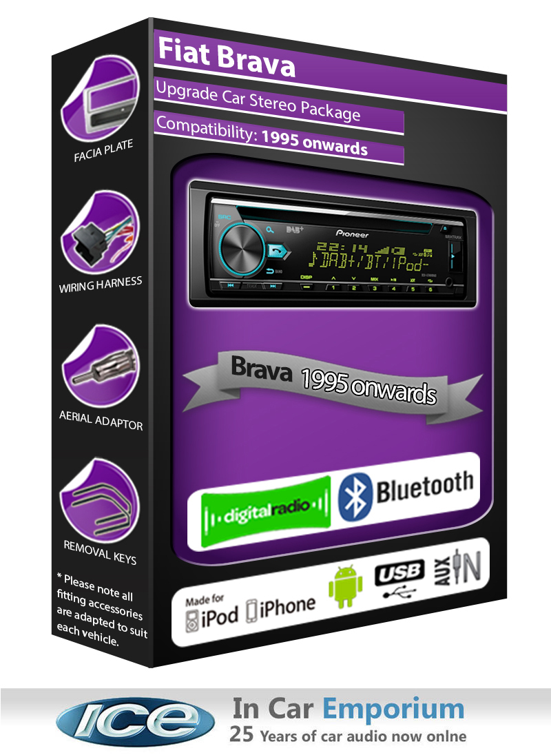 Fiat Brava DAB radio, Pioneer stereo CD USB AUX player, Bluetooth handsfree kit