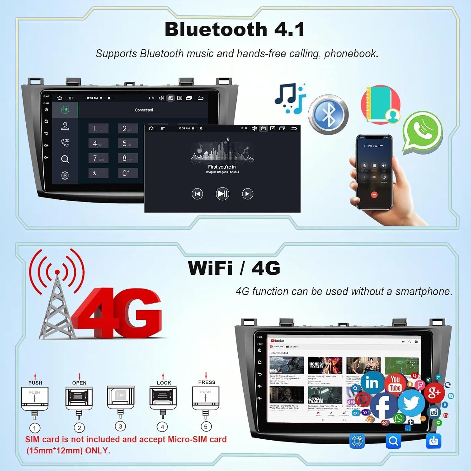 9″ Auto Stereo Video GPS Radio for Mazda 3 2010-2013 WiFi BT Android13.0 4+64G