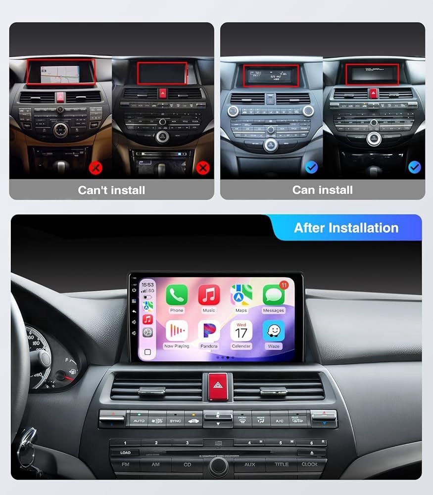 for Honda Accord 8th 2008-2013 Radio Stereo Upgrade with Carplay Backup Camera