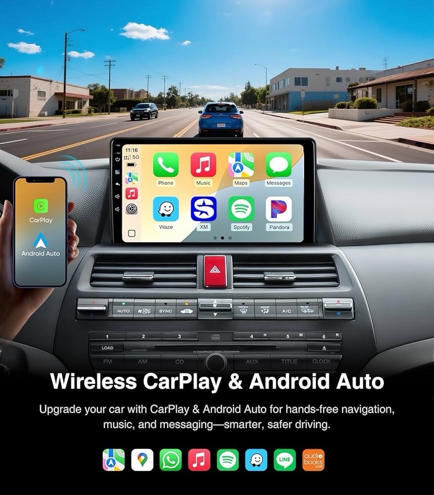 for Honda Accord 8th 2008-2013 Radio Stereo Upgrade with Carplay Backup Camera