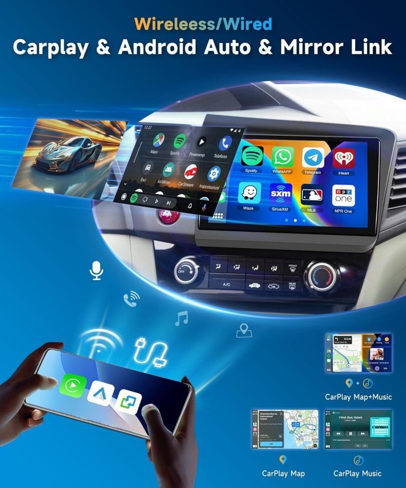 Apple Carplay For 2012 Honda Civic Car Stereo Radio Android 15 GPS Navi SWC 64G