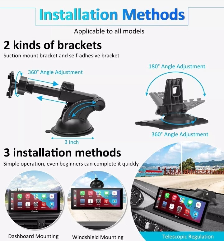 Carpuride W103PRO Portable Car Stereo Audio Wireless Apple CarPlay Android Auto