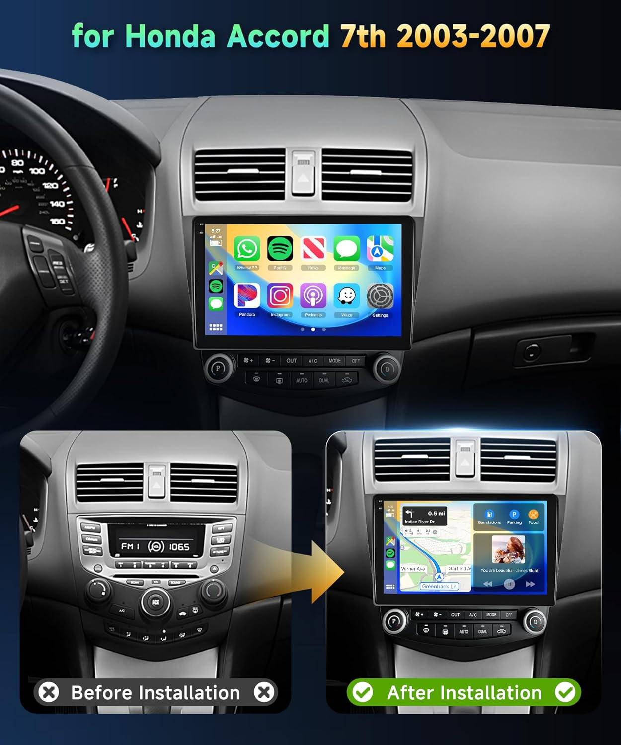 Android 14 For Honda Accord 2003-2007 CarPlay GPS Car Stereo Radio DSP 6GB+128GB