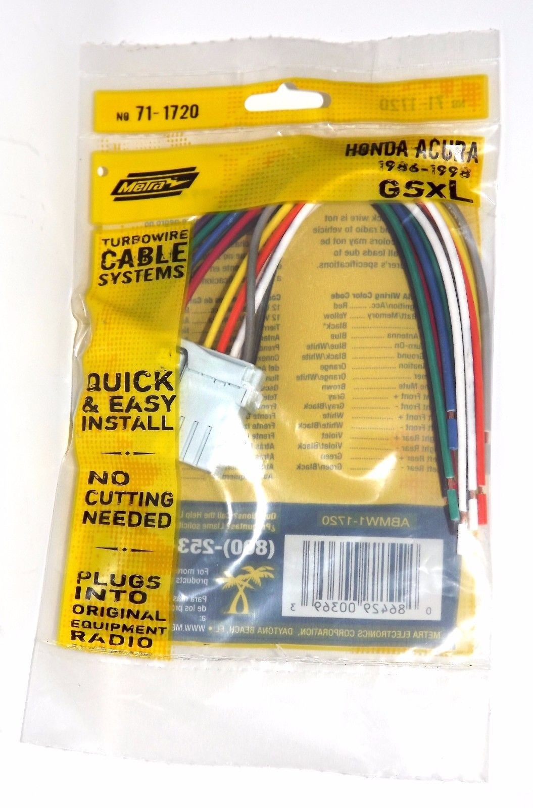 Wire Harness Metra Turbowire for Acura Honda Isuzu 1986-1998 Part Number 71-1720