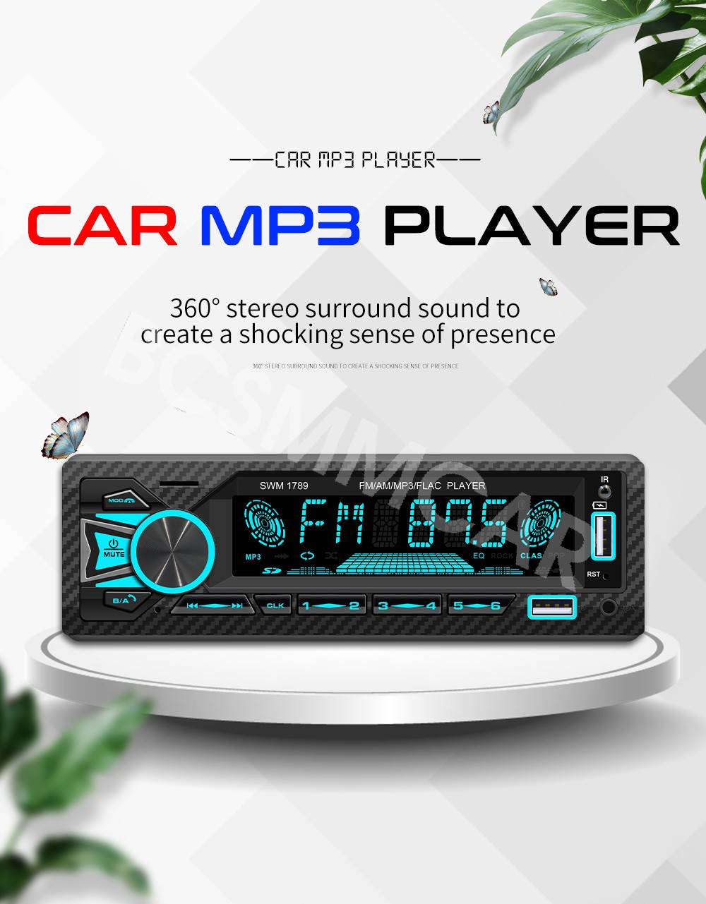 Single 1 DIN Car Stereo Radio MP3 Player Bluetooth AUX USB FM Audio Receiver
