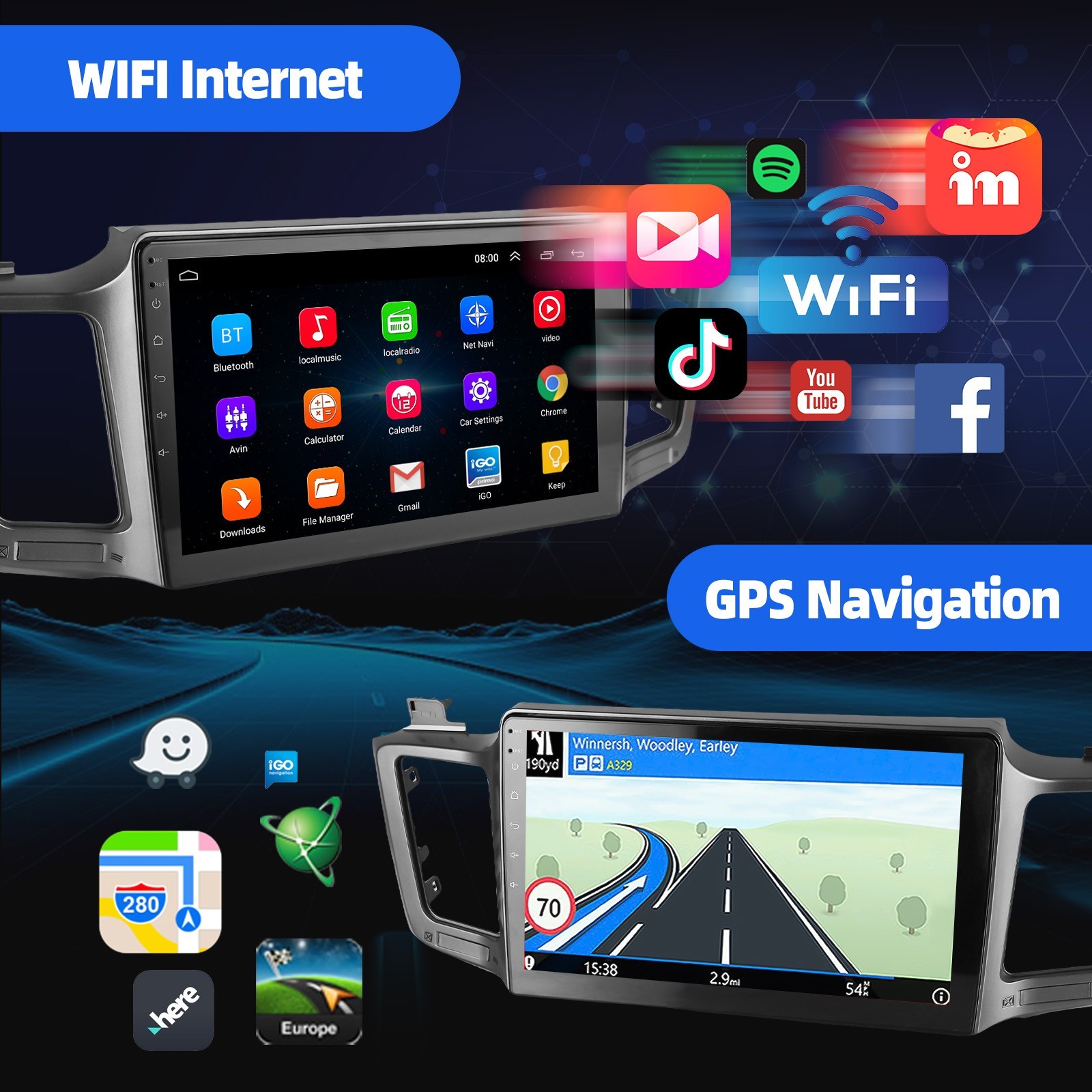 Apple Carplay For Toyota RAV4 2013-2018 Car Stereo Radio Android 15 GPS Navi FM