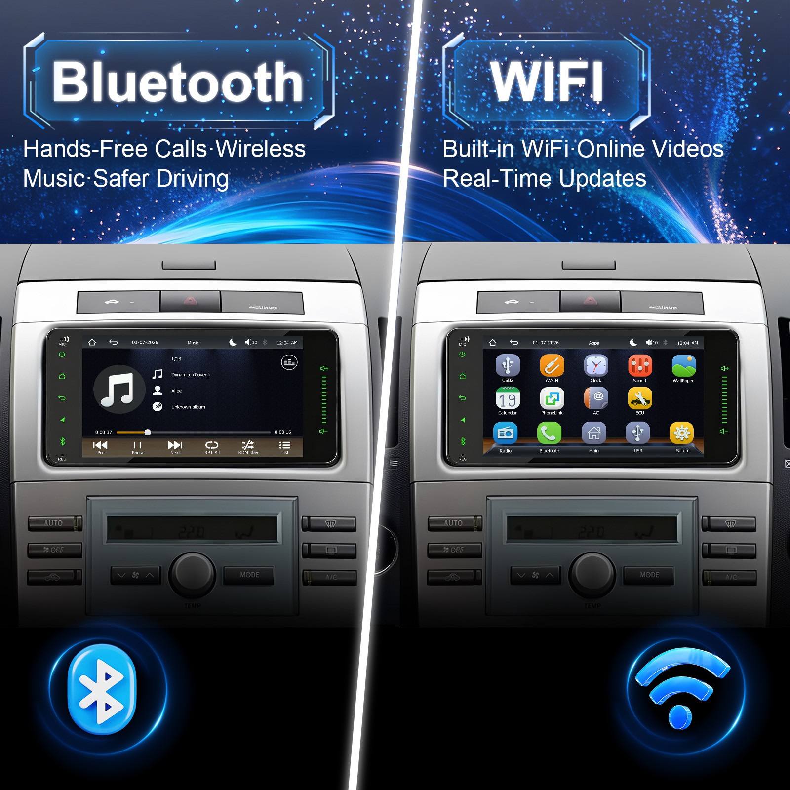 For 2003-2008 Pontiac Vibe Car Radio Carplay MP5 Player AM/FM/RDS SWC GPS +CAM