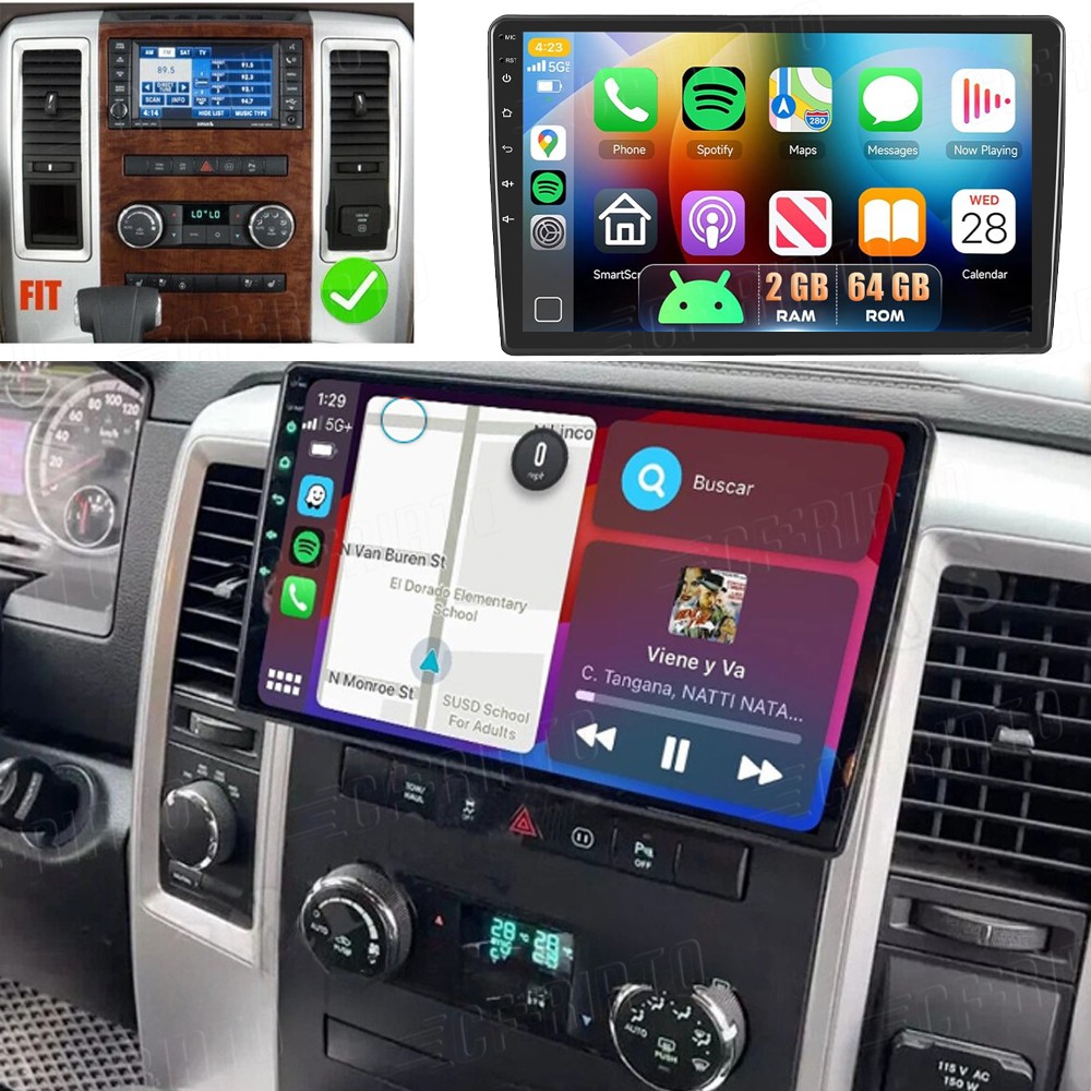 Apple Carplay For Dodge RAM 1500 2500 2009-2012 Android 15 GPS Car Stereo Radio