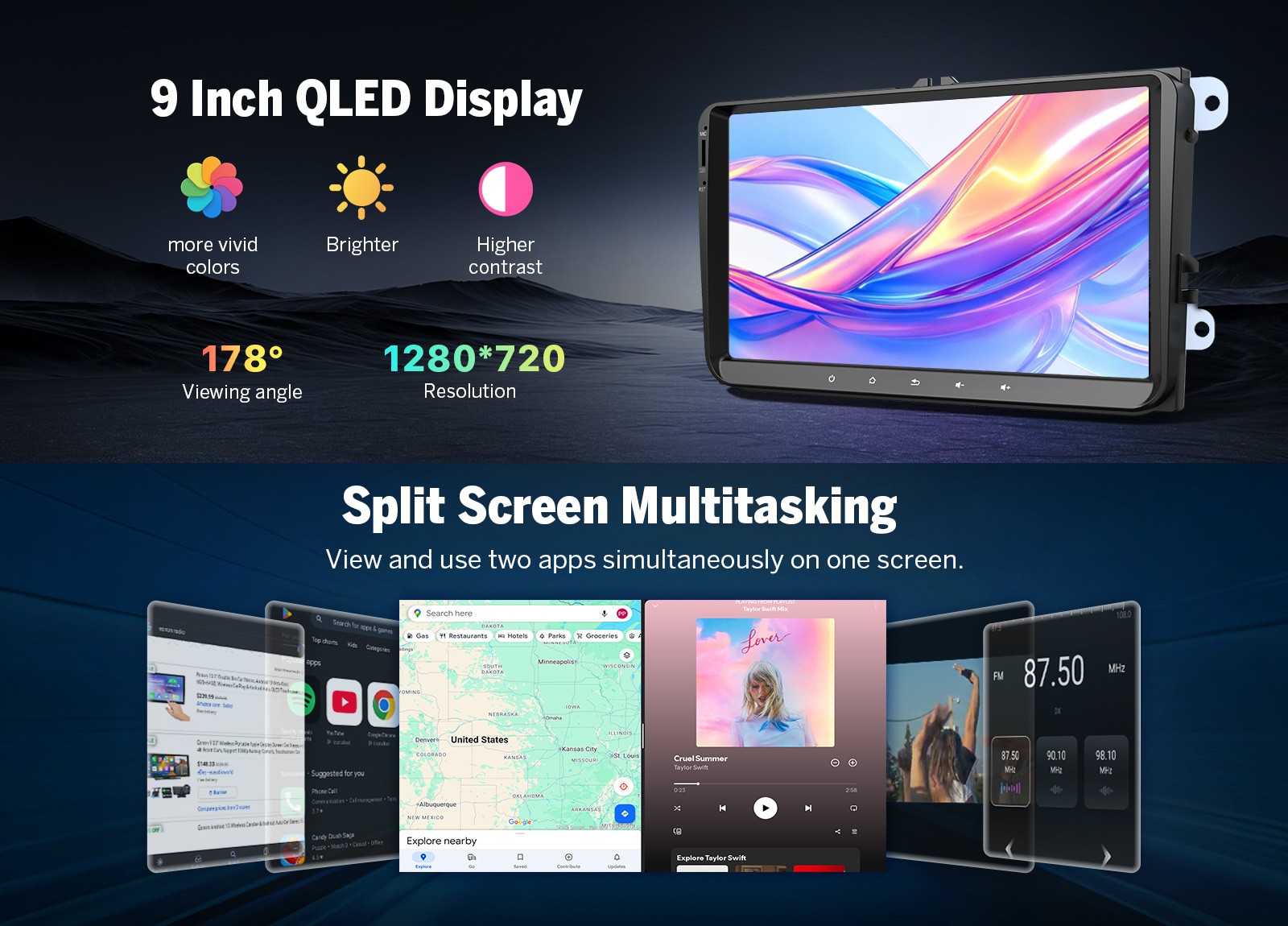 Eonon VWX6S PRO Android 13 Head Unit 8+128 9″ QLED DSP CarPlay for VW Jetta Golf