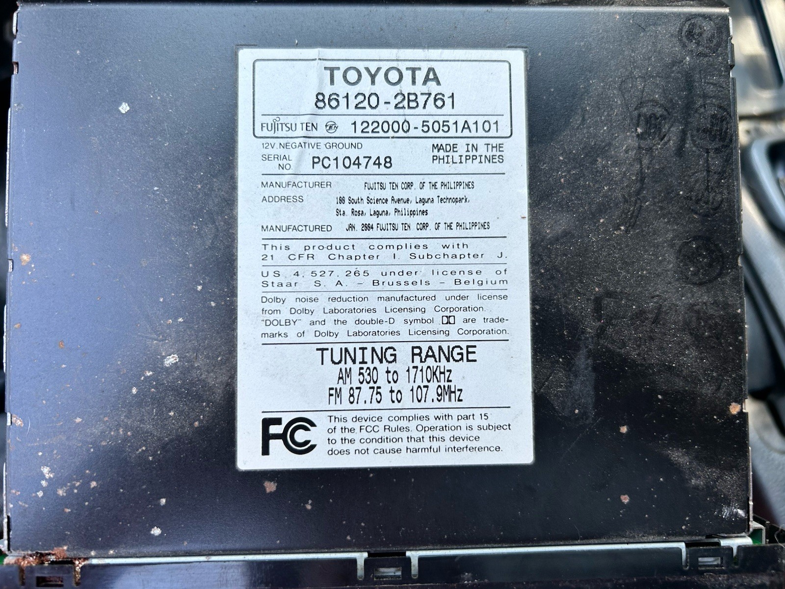 2003 2004 2005 Toyota Celica Rav 4 Matrix 4Runner Radio CD Cassette OEM 16844