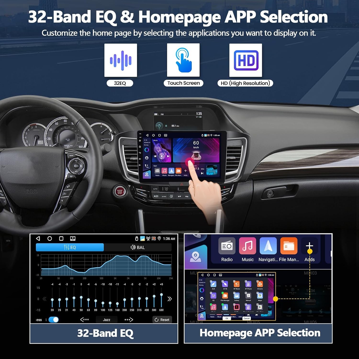 CAMECHO 9″ Car Stereo 4GB+64GB for Honda Accord 2016-2017 Wireless CarPlay
