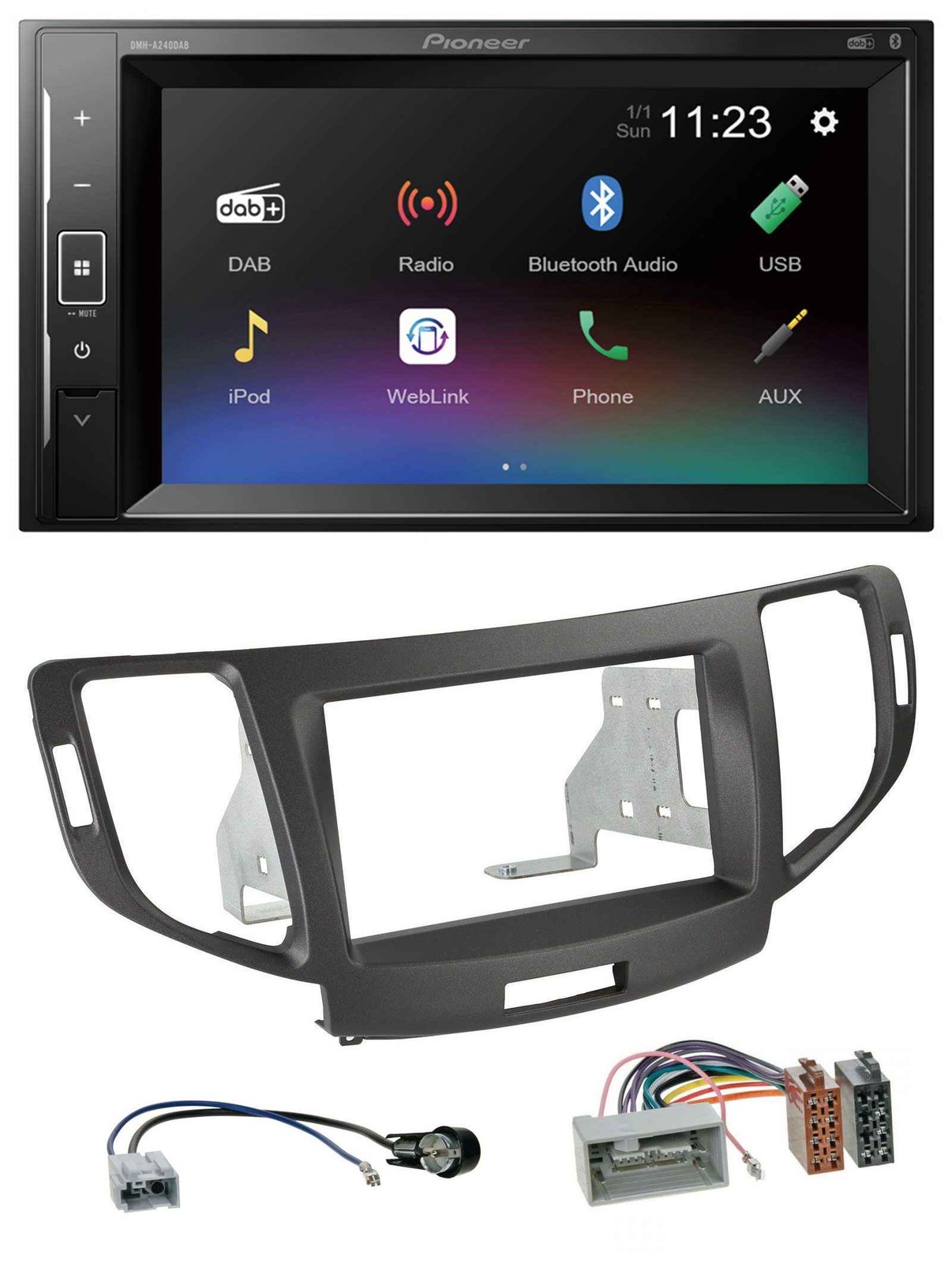 Pioneer DAB MP3 2DIN Bluetooth USB Car Stereo for Honda Accord 11 onwards Charcoal