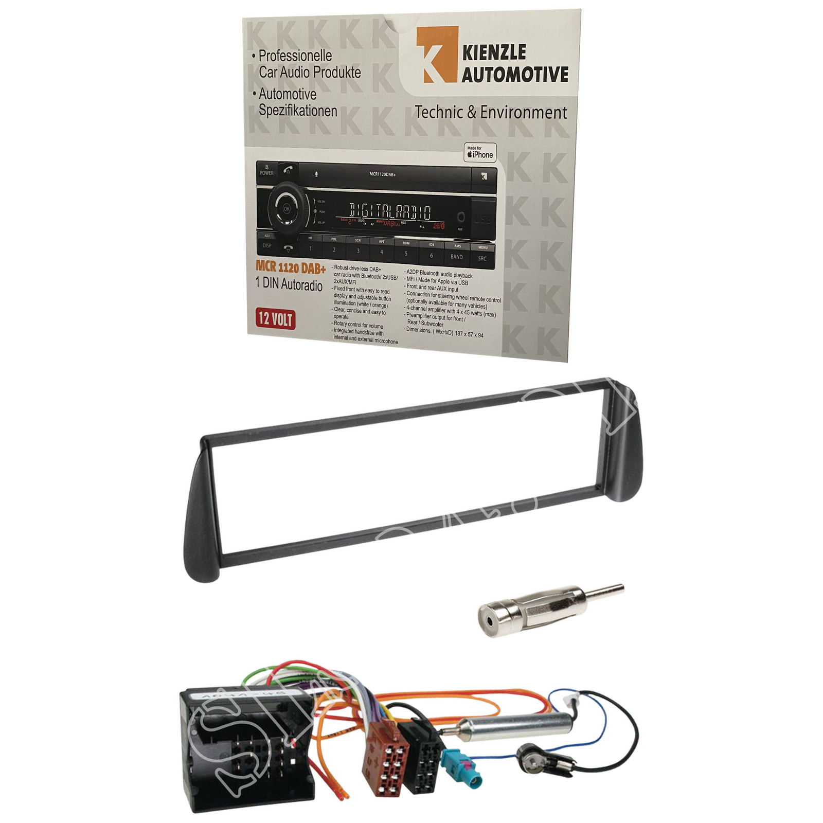Axion MCR 1120 DAB + radio DAB + USB Bluetooth with installation kit for Citroën Picasso (