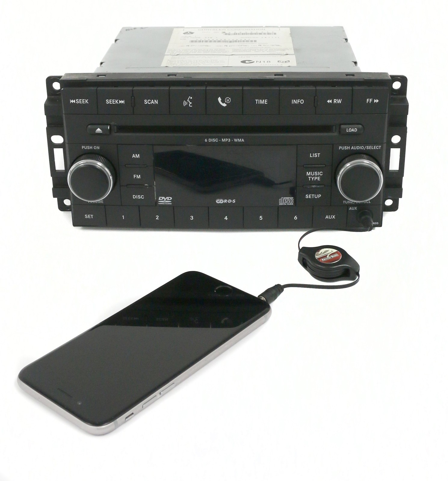 2008-2011 Dodge Dakota AM FM 6 Disc CD DVD Player w Aux Part 05064923AE Face REQ