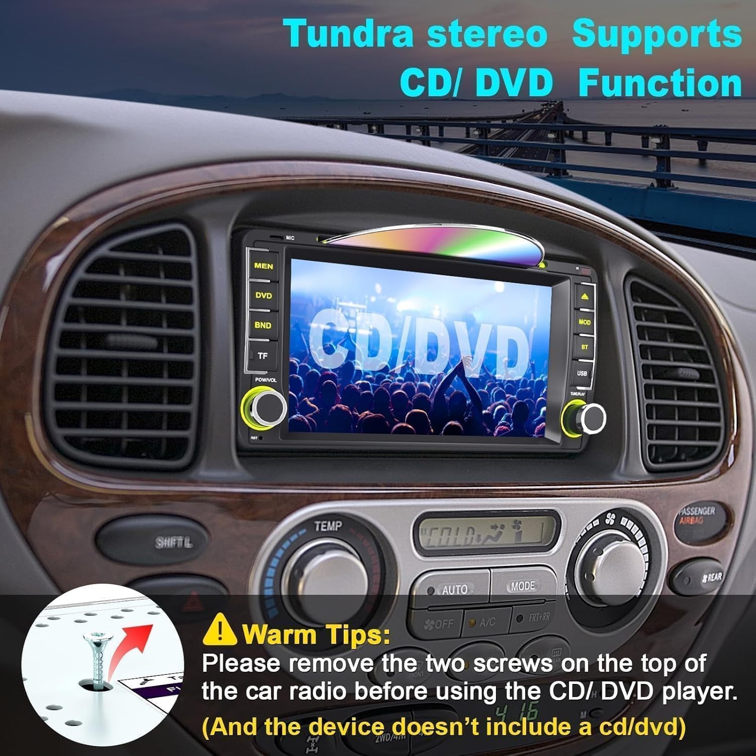7” Car Stereo CarPlay with CD/DVD Player for Toyota 4Runner, Tundra & Sequoia